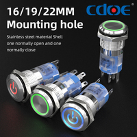 Interrupteur à bouton-poussoir métallique étanche CE CCC UL 24v Ip65 Ip67 10mm 12mm 16mm 19mm 22mm 25mm 30mm pour robot