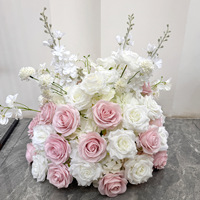 Arrangement floral pour réception de mariage, boule de fleurs en soie rose et hortensia, chemin de table floral, toile de fond, fleurs artificielles pour décoration de mariage