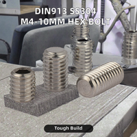 Vis sans tête DIN913 M4-10MM en acier inoxydable, à six pans creux, système métrique, finition brute, filetage standard, personnalisable