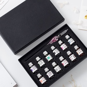 Stylos en verre soufflé de Murano pour <span class=keywords><strong>calligraphie</strong></span> artistique, signature, fleurs, cristaux, encre colorée, coffret cadeau pour étudiants - Product Image 3