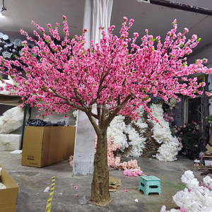 人工的な桃の花桜の結婚式ホームレストランパーティーデコレーションPEプラスチックグラスオリーブリーフ屋外生活装飾 - Product Image 2