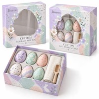 Boîte cadeau rigide personnalisée avec logo, emballage pour œufs de Pâques et bombes de bain effervescentes, impression CMJN, couvercle et base laminés brillants