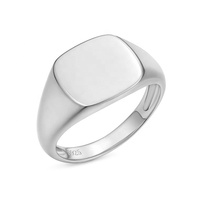 Anillo Sencillo Clásico de Plata 925, Anillo de Sello Personalizado con Grabado de Nombre, Logotipo o Diseño para Hombre y Mujer