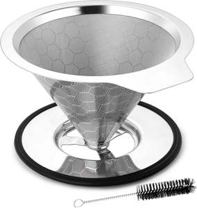 Pour Over <b>Coffee</b> Maker for 1-2Cups Brew, Double Mesh Design of Manual <b>Reusable</b> Cone <b>Filter</b> 600 mesh <b>coffee</b> <b>filter</b> Dripper - Product Image 3