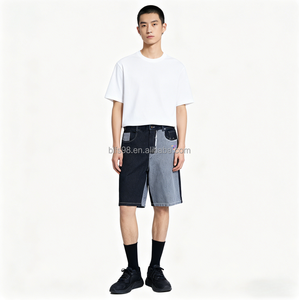 Shorts en jean pour hommes 100% coton, taille élastique, décontractés, respirants, d'été, avec broderie et boutons, personnalisables, de marque, tendance, vente en gros OEM - Product Image 1