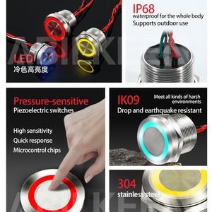 Nút nhấn điện bằng thép không gỉ kín hồ bơi điều khiển chống nước dưới nước 12/16/19/22/25/30mm Công tắc áp Điện tạm thời - Product Image 2