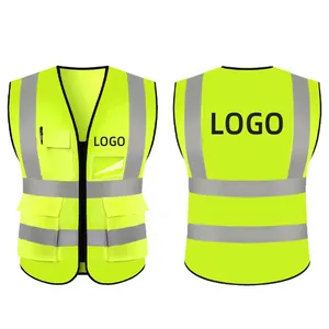 China Supplier Modern Custom Logo Hi Vi Reflective Work Vest Yellow More Mesh Breathable Safety Reflective Vest With Logo Pocket