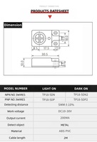 Capteur de proximité inductif TP18-5DN2 commutateur de détecteur de métaux NPN NC avec NPN NC Plus de pièces de spécification