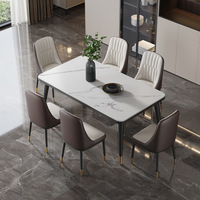 Ensemble de table à manger rectangulaire, classique et moderne, 4 chaises, design simple, mobilier en pierre de marbre, sortie de l'usine directe pour restaurant