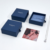 Boîtes à bijoux personnalisées de luxe Boyang, bleues, pour collier, bague, boucles d'oreilles, bracelet, avec logo