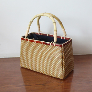 Panier tissé en bambou fait à la main, sac de rangement rectangulaire pour l'organisation, artisanat artistique de style japonais - Product Image 1