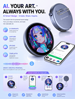 Tarjeta de Identificación Digital con IA, Asistente de Voz, Pantalla Táctil IPS, Bluetooth, Etiqueta Inteligente con Nombre Personalizado, Pantalla Animada Recargable
