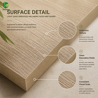 Panneau MDF mélaminé Jinbase 18 mm, grain de bois gaufré sable chaud, E0, 1220x2440 mm, panneau de fibres à densité moyenne stratifié mélamine