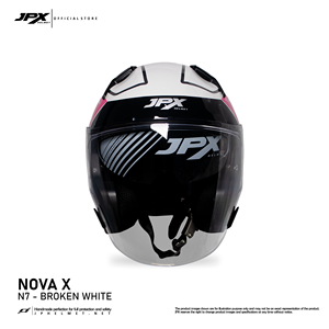 Casque ouvert JPX Nova X V2 Motif N7, design élégant à double visière, construction en plastique, ajustement unisexe pour une visibilité et un confort accrus - Product Image 2