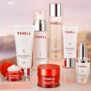 VSHELL Rose Yeast Double Extract Advanced Face Care Set Moisturizing Skin Hydrating Beauty Skin Care Set Gift Box