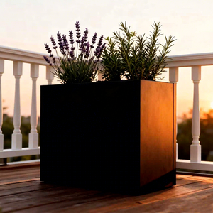 Minimalist Black Galvanized Steel Flower <b>Pot</b> Outdoor Long-Lasting Planter Box for Garden Patio Balcony Home - Product Image 1