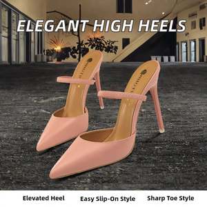 Escarpins en cuir à bout pointu pour femme, confortables, pour le travail, grandes tailles, style professionnel, couleur unie, talons hauts - Product Image 2