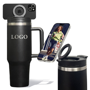 40 oz Tumbler with Handle and Straw Magnetic Phone Holder Tripod Lid for Car Phone Holder Stainless Steel Bottle with MagSafe - Product Image 1