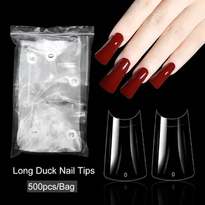 Aillsa 500 Uds./Bolsa Puntas de <span class=keywords><strong>Uñas</strong></span> de Media Cobertura Personalizadas, <span class=keywords><strong>Uñas</strong></span> Postizas Francesas XL, Extensión Acrílica, Puntas Transparentes Tipo Pata de Pato - Product Image 5