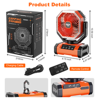 Ventilador de Camping Recargable OEM/ODM de 16000 mAh con Luz Nocturna y Función de Banco de Energía