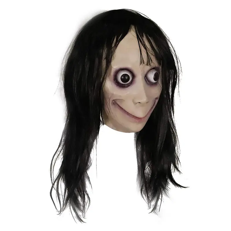 Halloween Mask with Wig Horror Mask Scary Latex Female Mask for Cosplay Costume Props Decoration