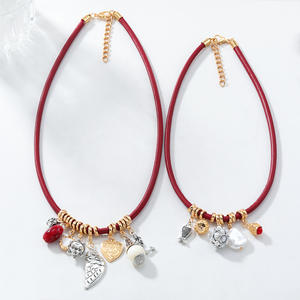 女性用ブレスレットネックレス多層魚の翼襟骨チェーンボヘミアンレッドヴィンテージペンダントネックレス2025年新着 - Product Image 3