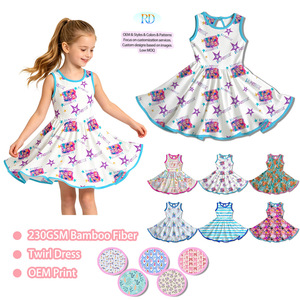 Vestido de Fiesta para Niñas con Estampado Lindo y Volantes, Diseño Personalizado, Disponible en Stock, Sin Mangas, de Fibra de Bambú - Product Image 2