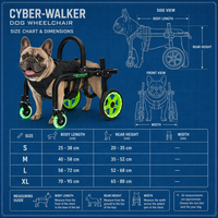 Fauteuil roulant pour chien réglable avec roues pivotantes, chariot de mobilité post-opératoire pour chiens de petite, moyenne et grande taille S-XL