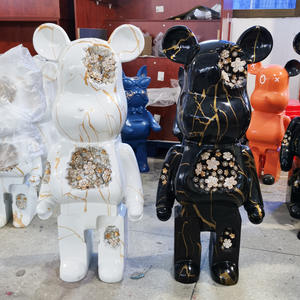 <span class=keywords><strong>Fluide</strong></span> ours gravier incrustation grand ornement bloc ours Sculpture dessin animé sol décor Bearbrick salon chambre hôtel décor - Product Image 2