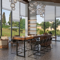 Ensemble de meubles de restaurant et de café en bois moderne sur mesure Sundo, solution de design d'intérieur tout-en-un, table, chaise, décoration