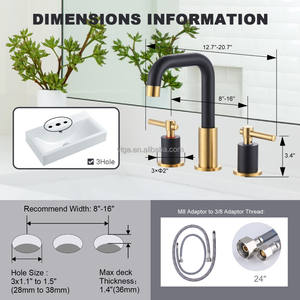 <span class=keywords><strong>Grifo</strong></span> de <span class=keywords><strong>lavabo</strong></span> generalizado de 8 ", negro y dorado <span class=keywords><strong>con</strong></span> tapón de drenaje emergente, <span class=keywords><strong>grifo</strong></span> mezclador de 2 manijas, <span class=keywords><strong>grifo</strong></span> de <span class=keywords><strong>lavabo</strong></span> <span class=keywords><strong>con</strong></span> <span class=keywords><strong>manguera</strong></span> de suministro - Product Image 4