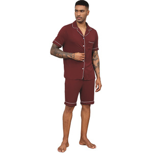 LOGO personalizzato S-2XL <span class=keywords><strong>pigiama</strong></span> Cardigan da <span class=keywords><strong>uomo</strong></span> modale da <span class=keywords><strong>uomo</strong></span> a maniche corte <span class=keywords><strong>pigiama</strong></span> <span class=keywords><strong>estivo</strong></span> con risvolto Set Home Wear - Product Image 5