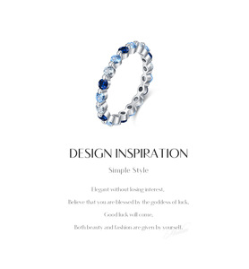 S925 Silver Stackable Promise <b>Ring</b> Gradient Blue CZ Eternity Blue Ombre <b>Crystal</b> Full Eternity <b>Ring</b> Fashion Jewelry for Her - Product Image 4