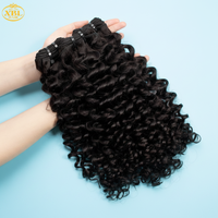 Extensions de cheveux humains brésiliens de luxe, bouclés Jerry, vierges, double trame, noir naturel, prêts à la permanente, vente en gros