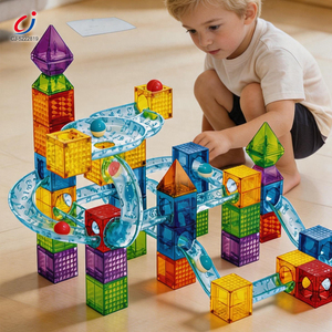 Gioco Magnetico con Biglie su Pista Trasparente Chengji, Giocattolo Educativo per Bambini, Cubi Magnetici Colorati Creativi, Blocchi da Costruzione - Product Image 2