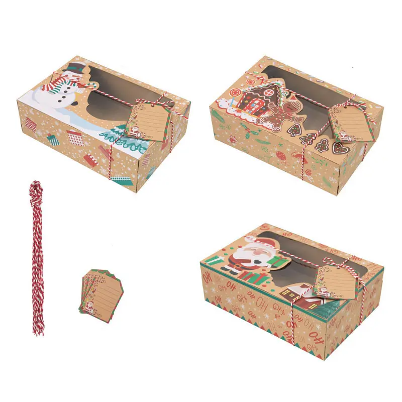 Wholesale Eco-friendly Creative Kraft Paper Soap Cookie Candy Window Gift Boxes Packaging Christmas Gifts Box With Screen