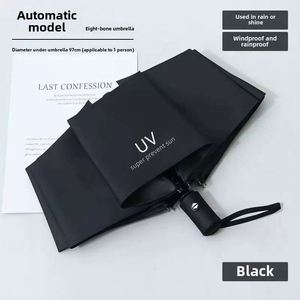 Custom Logo Classic Pongee Fully-Automatic Waterproof Sun Protection <b>Windproof</b> UV Proof Compact <b>Umbrella</b> Promotional - Product Image 3