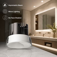 Plafonnier LED encastré anti-ombre 75 mm avec découpe pour maquillage et vanité, CRI90, pour salle de bain d'hôtel de luxe LP-FX7570BT-RTA-23