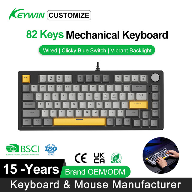 75% Mini Mechanical Gaming Keyboard LED Backlight 3-mode Wired Gaming Keyboard Mechanical Custom Computer Mechanical Keyboard