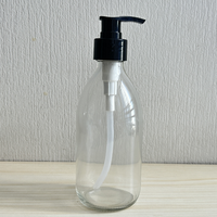 Distributeur de savon en verre ambré rechargeable de 300 ml avec pompe en plastique noir