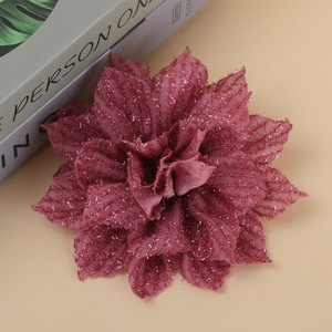 Fleur artificielle en tissu de 13 cm, faite à la main, accessoire pour cheveux DIY, fleur en soie, décorations pour vêtements de mariage - Product Image 4