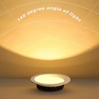 Spot encastré de plafond COB 25 LED réglable blanc avec réflecteur doré, intensité variable et température de couleur réglable