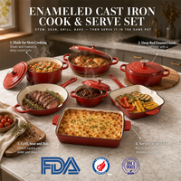 Ensemble de casseroles en fonte émaillée antiadhésive, résistante à la rouille, de qualité alimentaire, facile à nettoyer, écologique