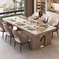 Ensemble de chaises de salle à manger en marbre de style italien, meubles de table de salon de haute qualité