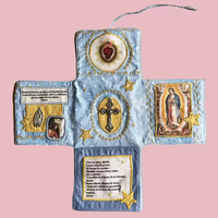 Pochette en tissu en forme de croix de poche artisanale Devotional - Faith Edition Devotional avec croix Saint Images Prières
