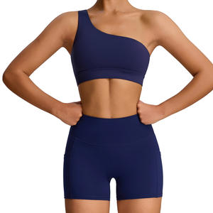 Combinaison de yoga de style européen et américain 2025 pour femmes, tenue de sport d'été avec poche, vêtements de sport haut de gamme avec imprimé uni - Product Image 5