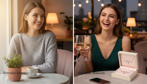 VM.Jewelry สร้อยคอรูปหัวใจประดับเพชร รุ่น Chic Series ทอง 18K ดีไซน์รูปตัววี พร้อมจี้รูปดอกกุหลาบ สไตล์คลาสสิก สายสร้อยแบบเส้น สำหรับทุกเพศ เหมาะสำหรับวันวาเลนไทน์ - Product Image 4