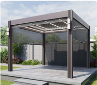 Pérgola de Gran Envergadura de Aleación de Aluminio con Techo de Láminas Motorizadas, Pabellón Impermeable con Luces LED y Pantalla Lateral Enrollable