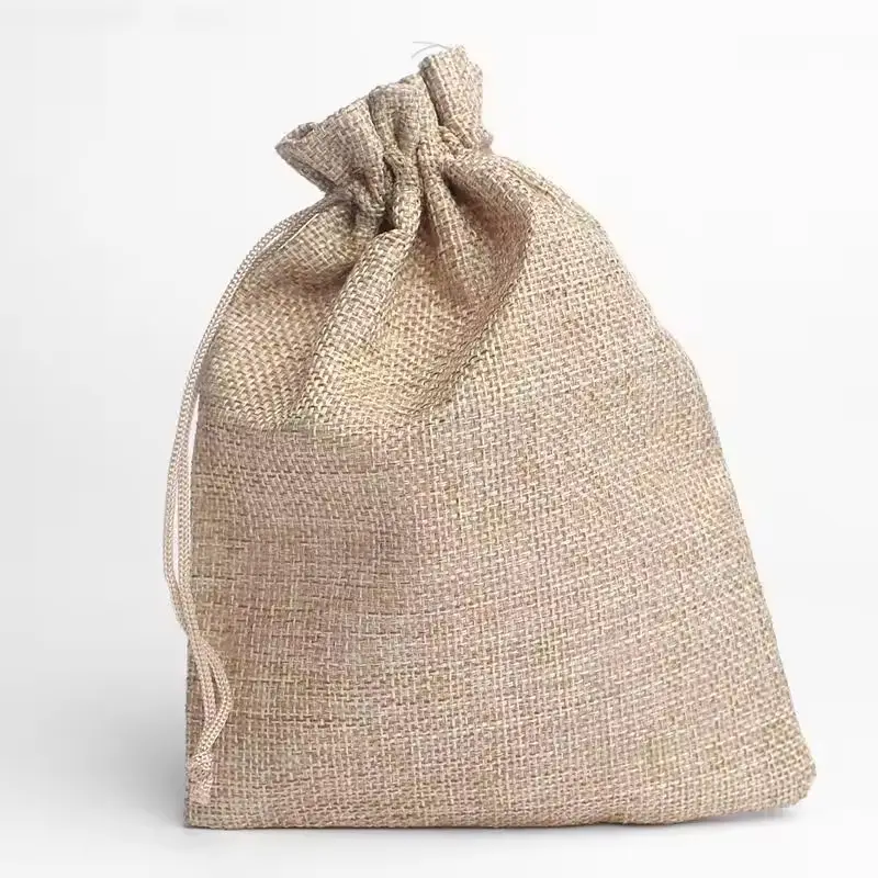 Natürliche Leinen-Schnur-Tasche kleiner Baumwollbeutel im Vintage-Stil für Schmuckgeschenke für Sommer und Frühling