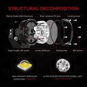 Luz LED Redonda de 5 Pulgadas, Tipo Láser, para Niebla y Conducción, para F-150 Raptor, Toyota Tundra, Chevrolet Silverado, Polaris, Todoterreno <span class=keywords><strong>4X4</strong></span> - Product Image 3